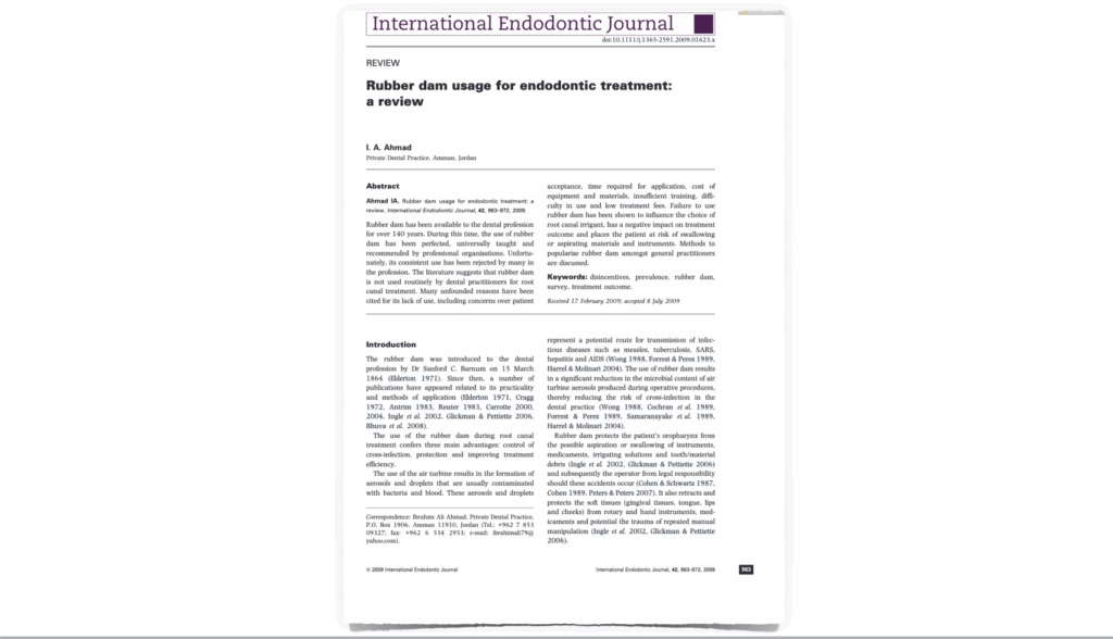 BLOG - Dr Brice Riera - freins usage digue en endodontie