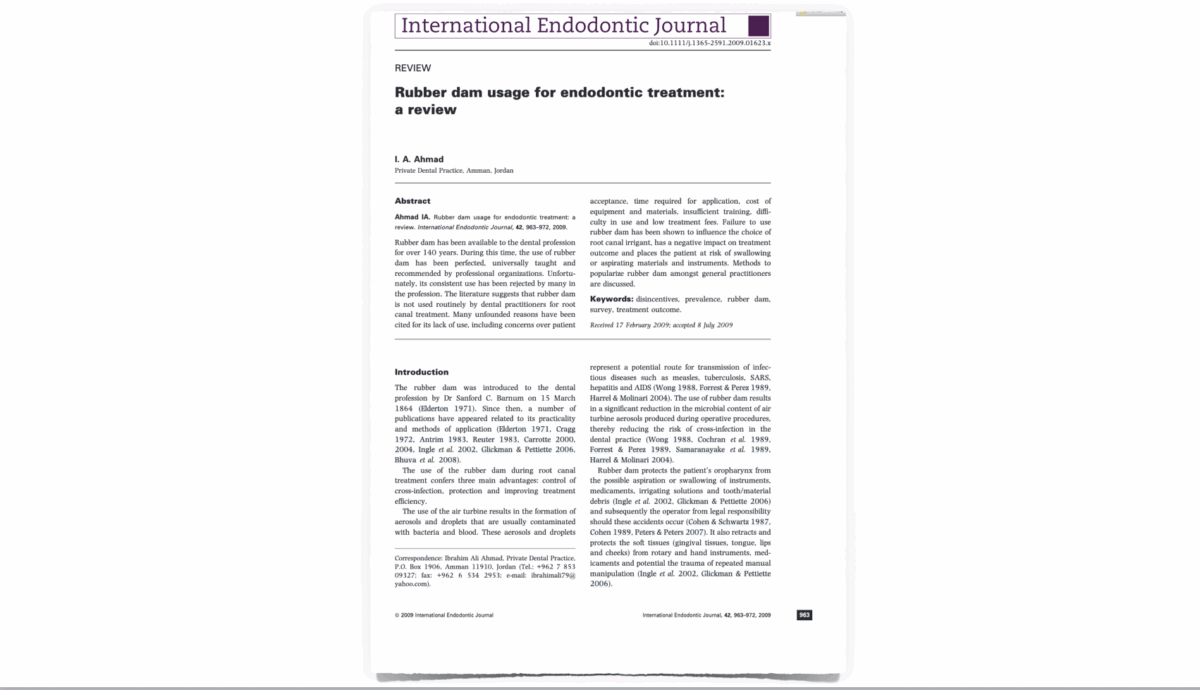 BLOG - Dr Brice Riera - freins usage digue en endodontie