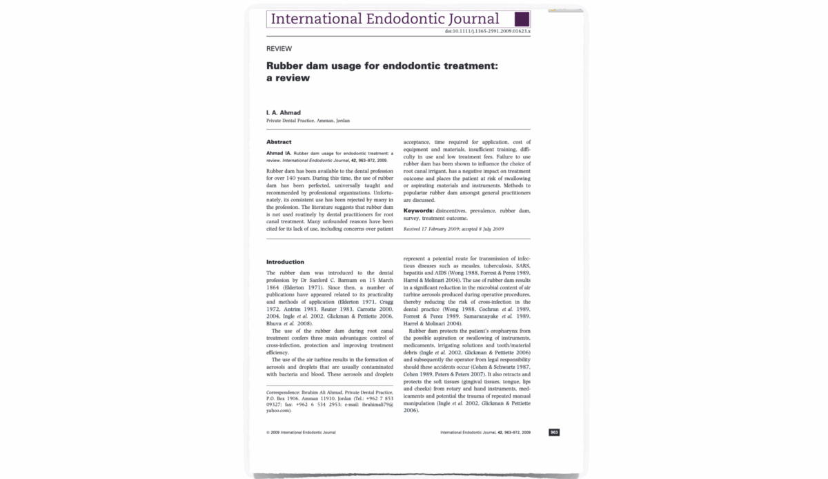 BLOG - Dr Brice Riera - interets utilisation champ operatoire en endodontie